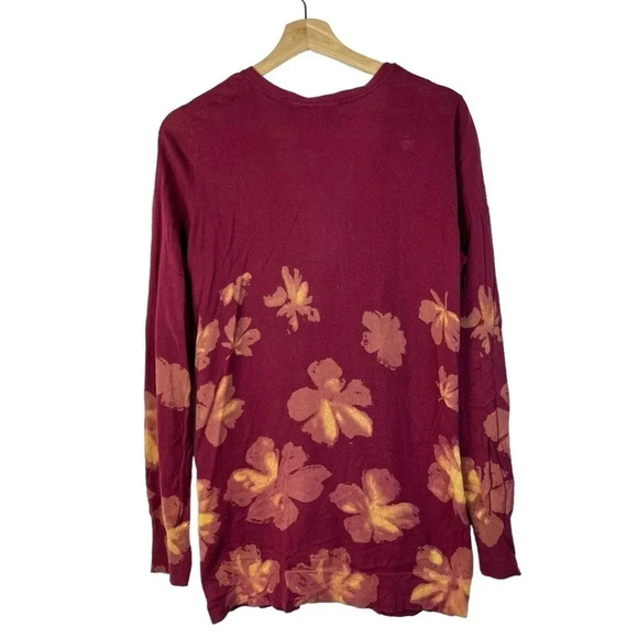 Simply Vera Vera Wang Red & Yellow Floral V-Neck Cardigan Sweater L - Picture 2 of 5